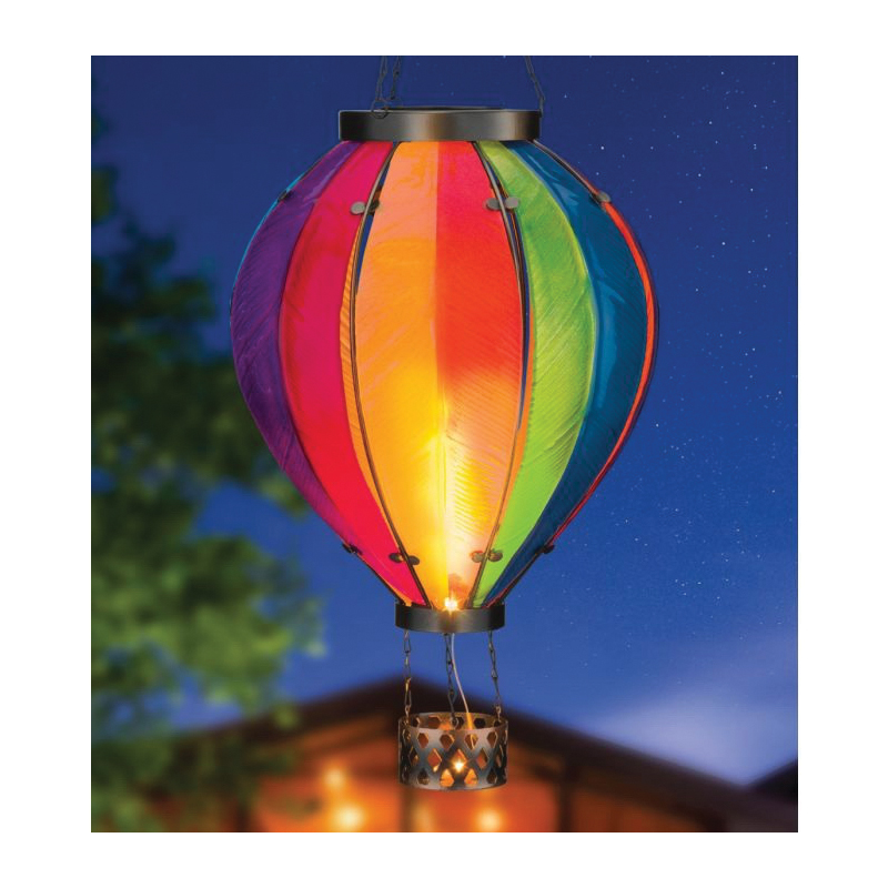 Regal Art & Gift 13043 Hot Air Balloon Lantern, Solar, LED Lamp, Glass/Metal, Rainbow - 3
