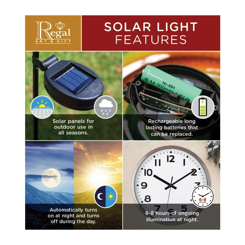 Regal Art & Gift 13043 Hot Air Balloon Lantern, Solar, LED Lamp, Glass/Metal, Rainbow - 4