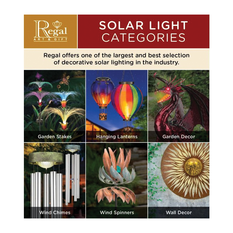 Regal Art & Gift 13043 Hot Air Balloon Lantern, Solar, LED Lamp, Glass/Metal, Rainbow - 5