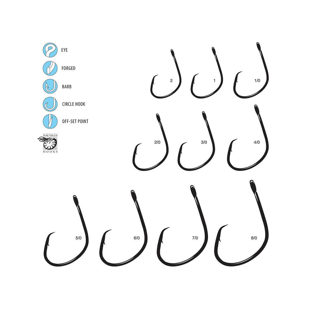 Gamakatsu Nautilus Light 332410 Saltwater Circle Hook, #1, High Carbon Steel, Nickel Silver Black - 3
