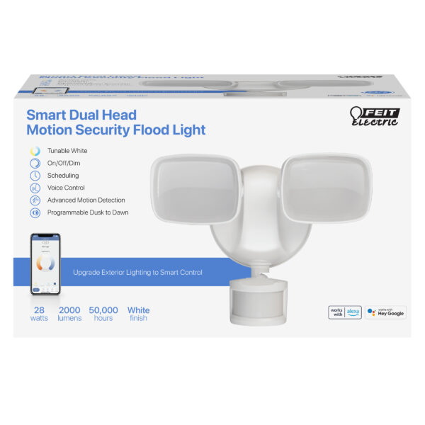 Feit Electric S9DFL/CCT/MOT/WH/AG Security Flood Light, 28 W, LED Lamp, 2000 Lumens, 2700 to 6500 K Color Temp - 2