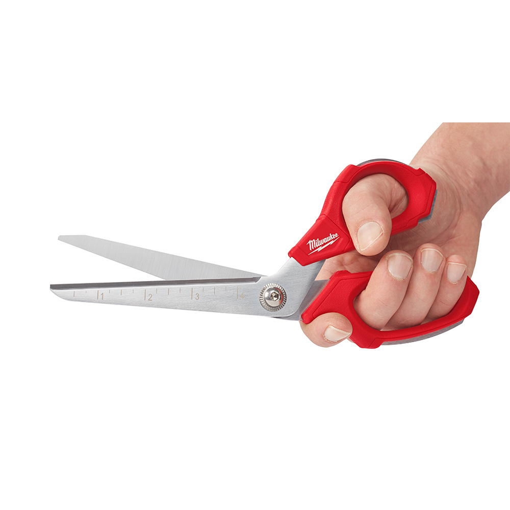 Milwaukee 48-22-4047 Jobsite Offset Scissors, 9.3 in OAL, 4-1/2 in L Cut, Steel Blade, Loop Handle, Red Handle - 4