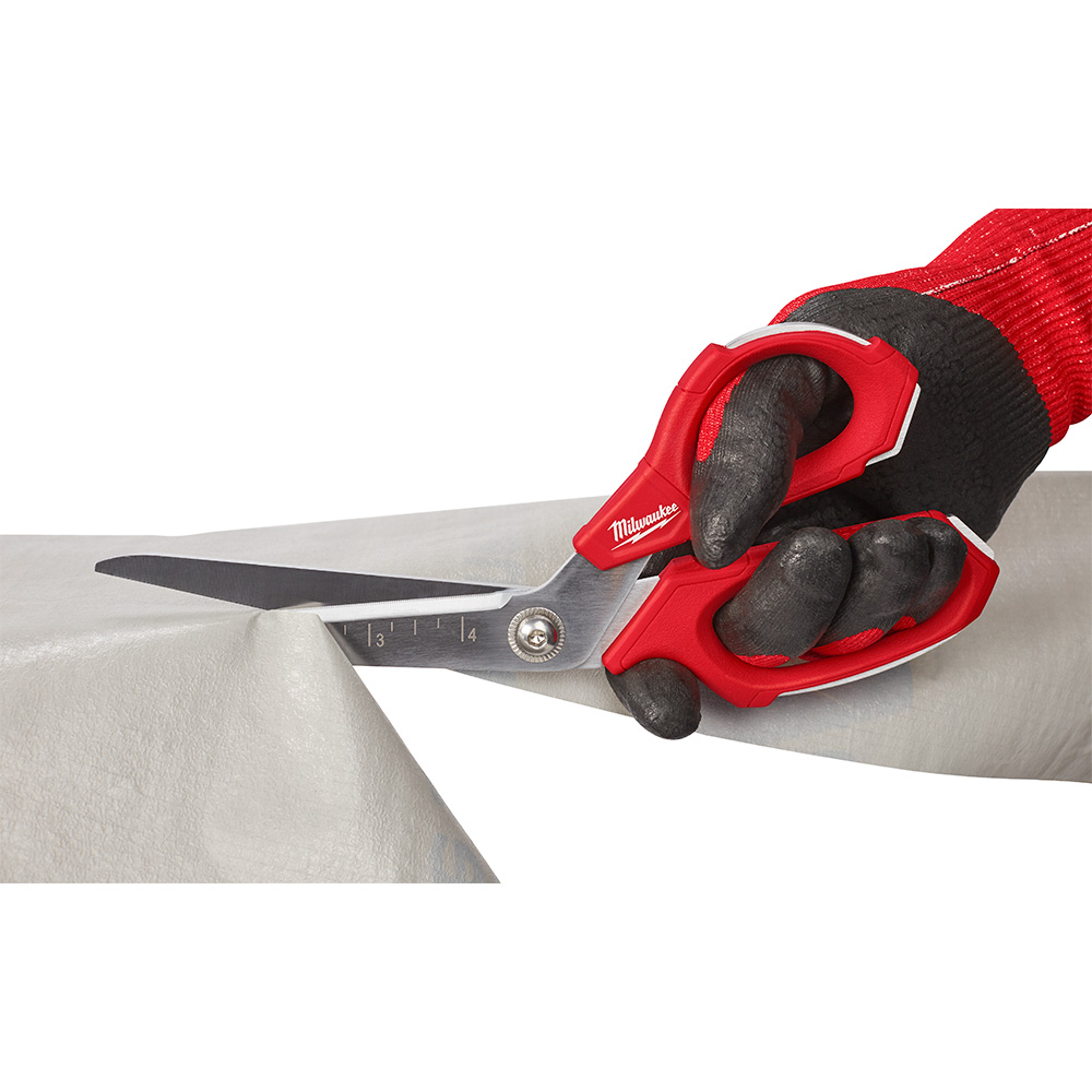 Milwaukee 48-22-4047 Jobsite Offset Scissors, 9.3 in OAL, 4-1/2 in L Cut, Steel Blade, Loop Handle, Red Handle - 5