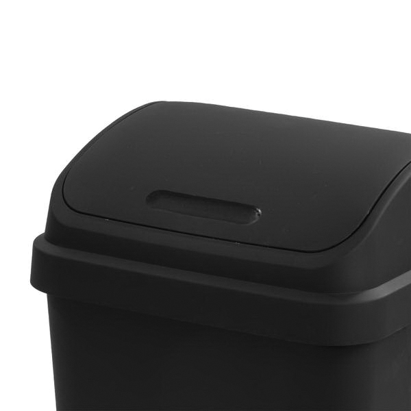 Sterilite 10899004 Waste Basket, 13 gal, Plastic, Black, Swing-Top Lid - 2