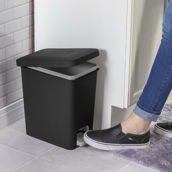 Sterilite 10619002 Rectangular Step-on Wastebasket, 2.7 gal Capacity, Plastic, Black - 2