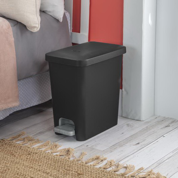 Sterilite 10619002 Rectangular Step-on Wastebasket, 2.7 gal Capacity, Plastic, Black - 3