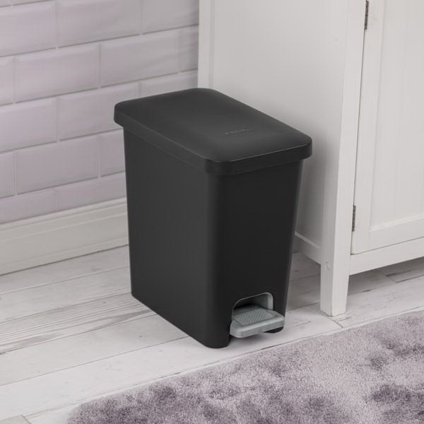Sterilite 10619002 Rectangular Step-on Wastebasket, 2.7 gal Capacity, Plastic, Black - 4