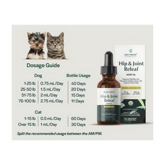 pet.releaf 8203465 Hip and Joint Releaf Hemp Oil, S, 300 mg - 5