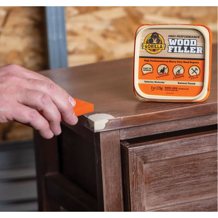 Gorilla 112126 Wood Filler, High-Performance, Brown/Walnut, 6 oz, Tube - 2