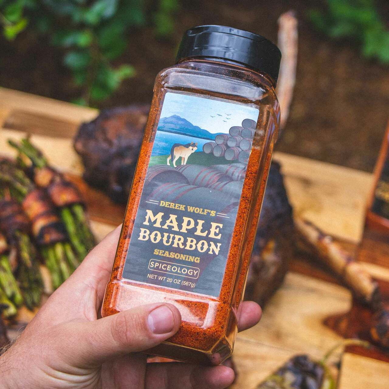 Spiceology Derek Wolf 10589 BBQ Rub, Bourbon, Maple, 4.4 oz Jar - 3