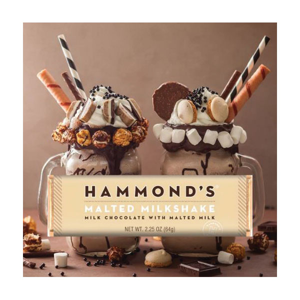 Hammond's OC12912 Milk Chocolate Candy Bar, Malted Milkshake, 2.25 oz - 2