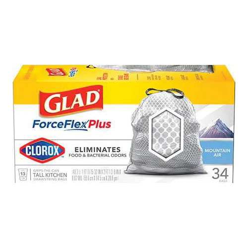 Glad ForceFlexPlus 79298 Tall Kitchen Trash Bag, 13 gal, Polyethylene Resin, Gray - 2