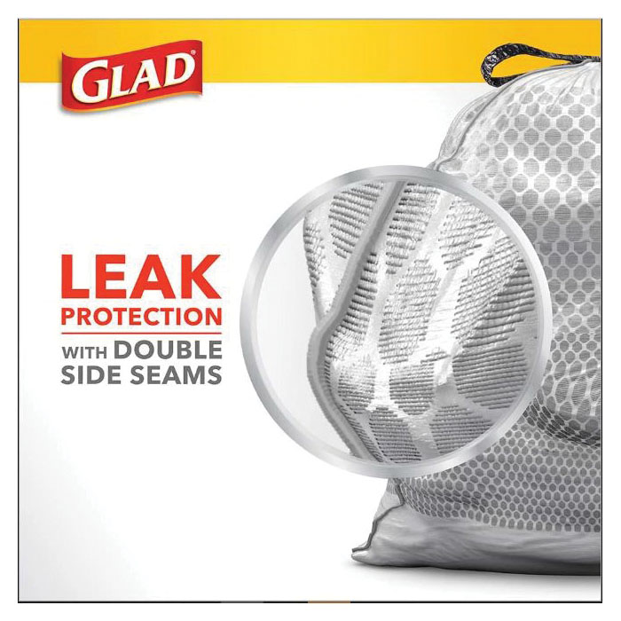Glad ForceFlexPlus 79298 Tall Kitchen Trash Bag, 13 gal, Polyethylene Resin, Gray - 3