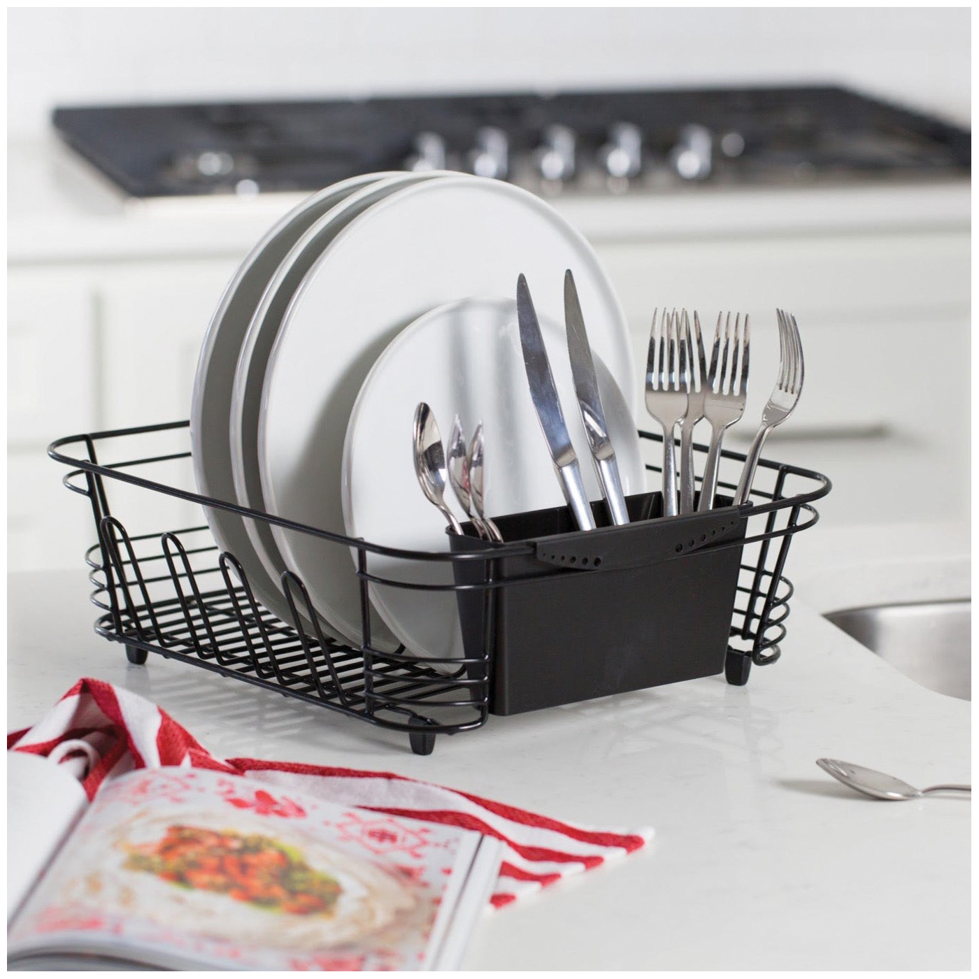 Better Houseware 1420/E Dish Drainer, 14 in L, 13 in W, 5 in H, Steel, Black-Coated - 5