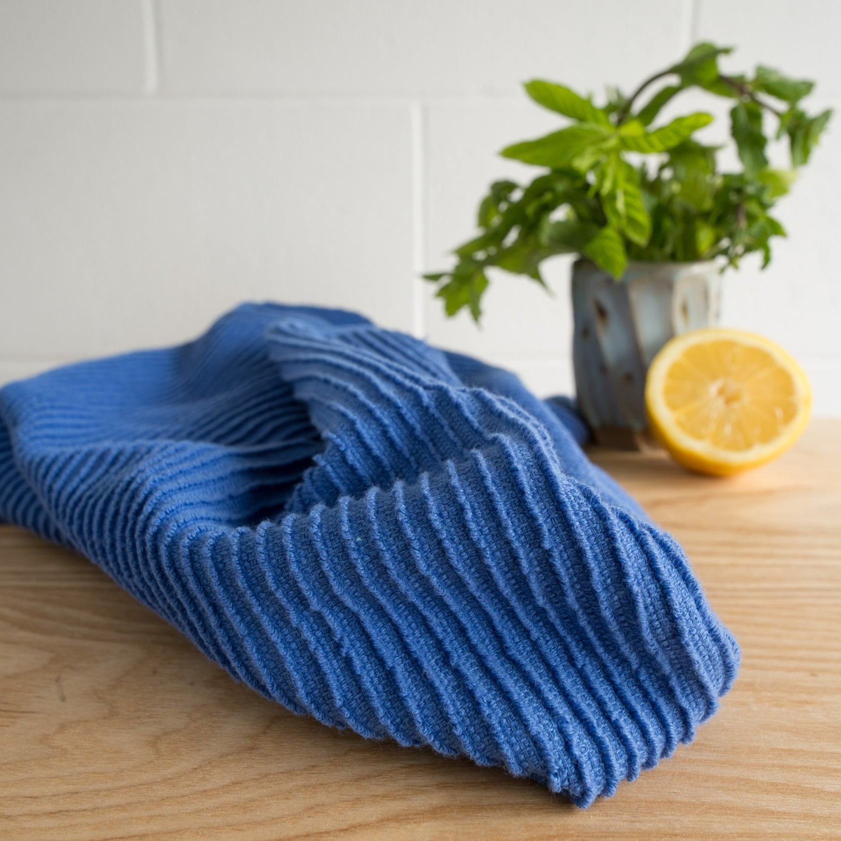 Now Designs by Danica 197211 Ripple Dish Towel, 28 in L, 18 in W, Cotton, Royal Blue - 3