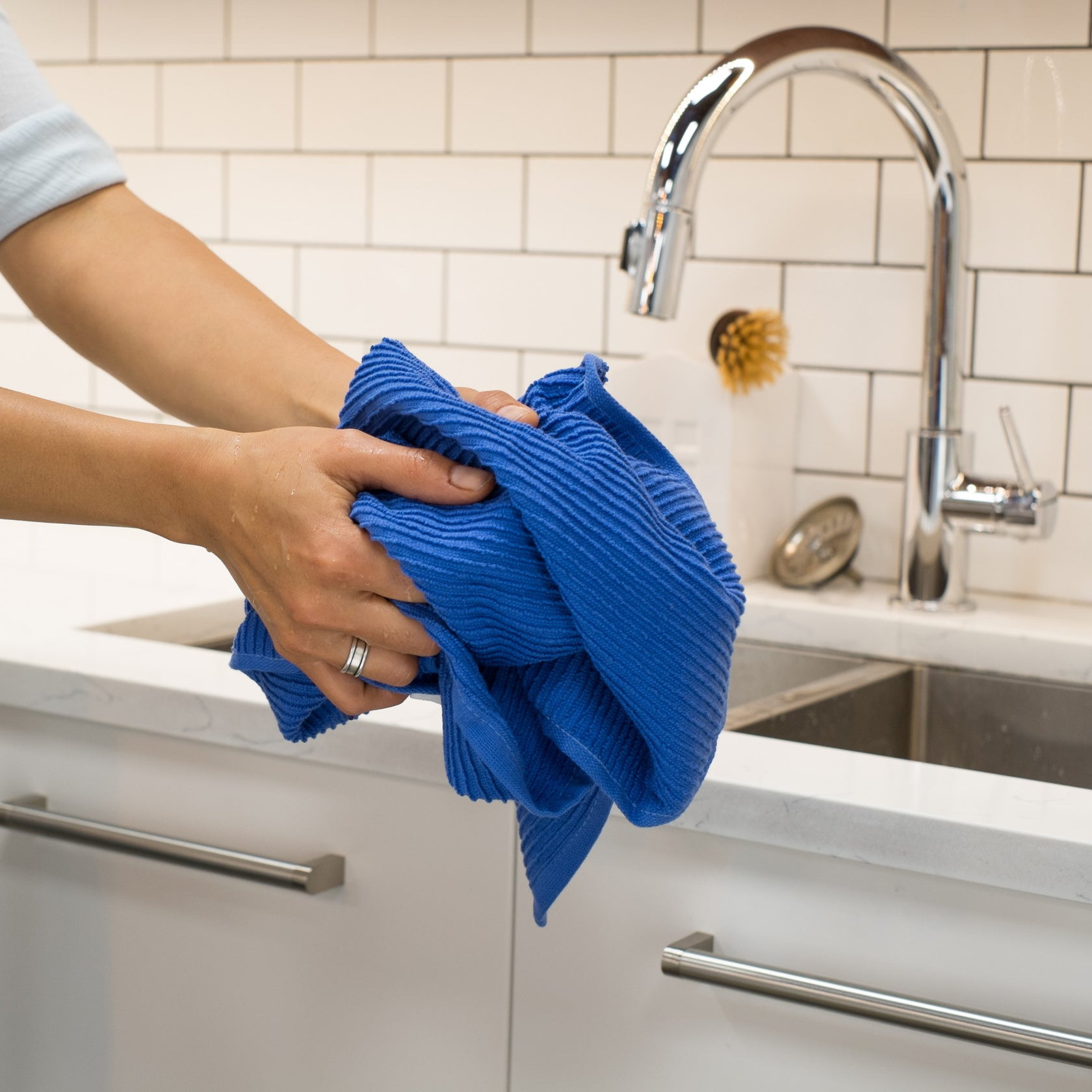 Now Designs by Danica 197211 Ripple Dish Towel, 28 in L, 18 in W, Cotton, Royal Blue - 4