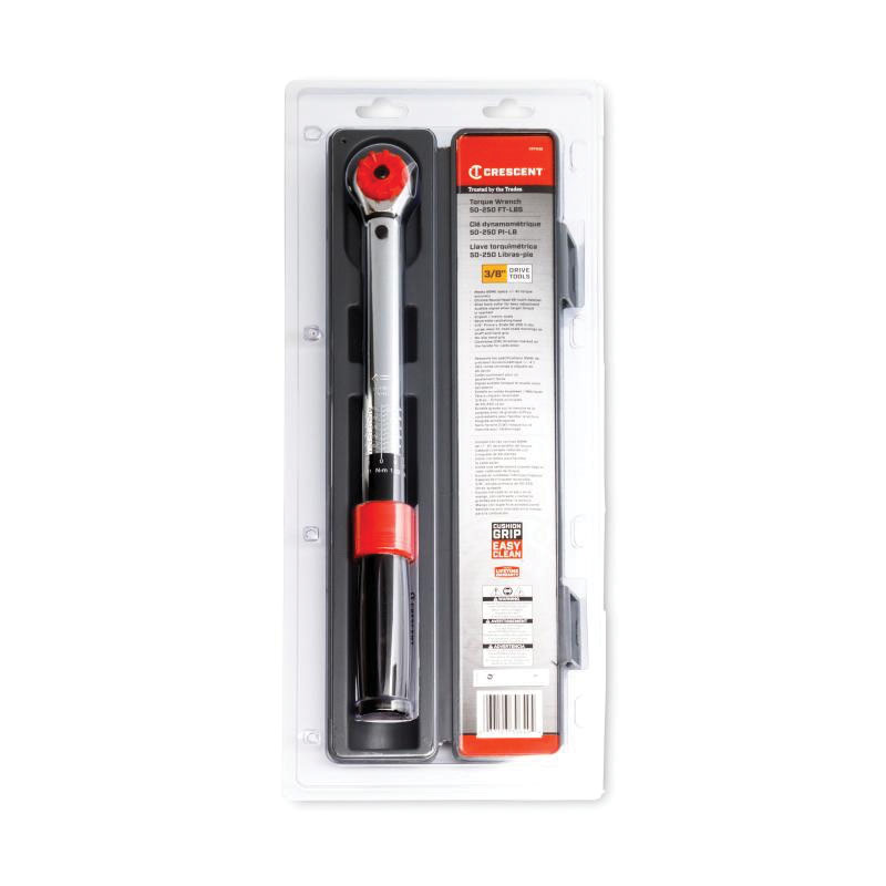 Crescent CRTW38 Micrometer Torque Wrench, 3/8 in Drive, Square Drive, 14-3/8 in OAL, 50 to 250 in-lb, Steel - 2