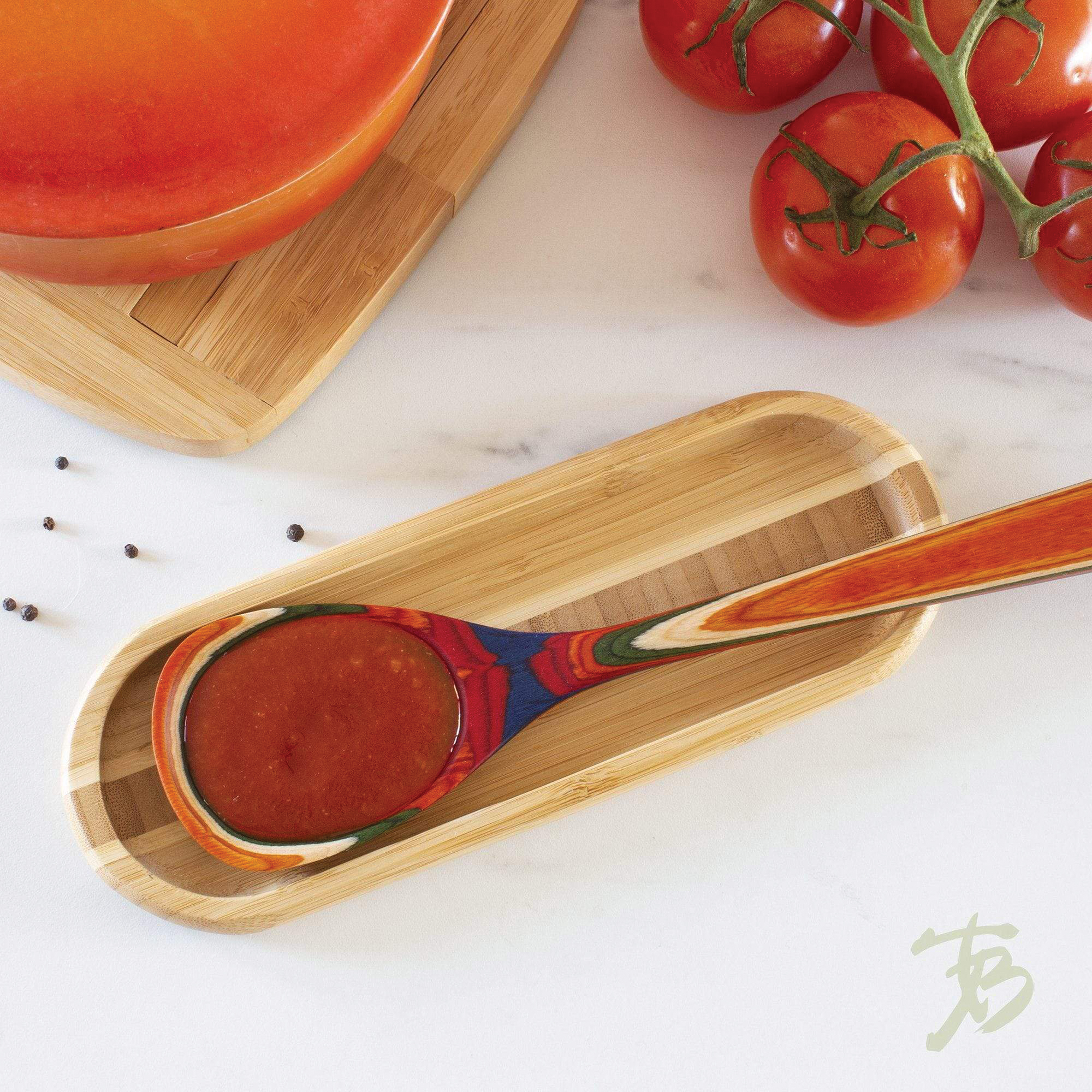 Totally Bamboo 20-1999 Catch-All Spoon Rest, Moso Bamboo, Brown, 10 in L, 3-1/2 in W - 4