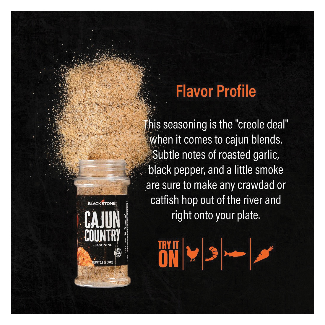 Blackstone 4227 Seasoning, Cajun Country, 5.8 oz Bottle - 4