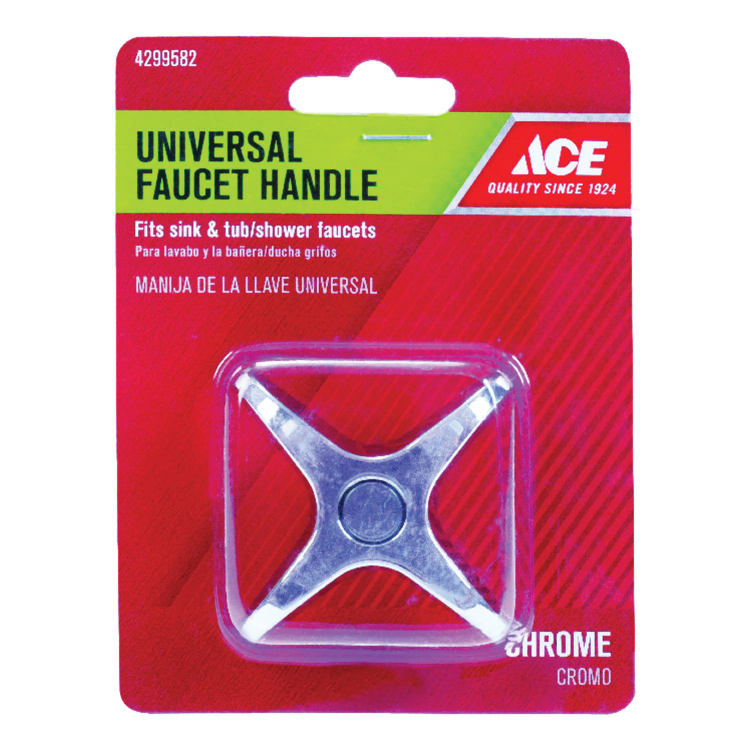 ACE A0080025 Faucet Handle, Metal, Chrome, For: Tub and Shower Faucets - 2