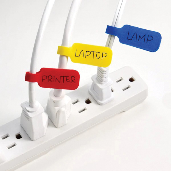 Wrap-It Storage 410-CL-MD-MC Medium Cable Label, 2-1/4 in L, 3/4 in W, Polypropylene, Hook and Loop Attachment - 4