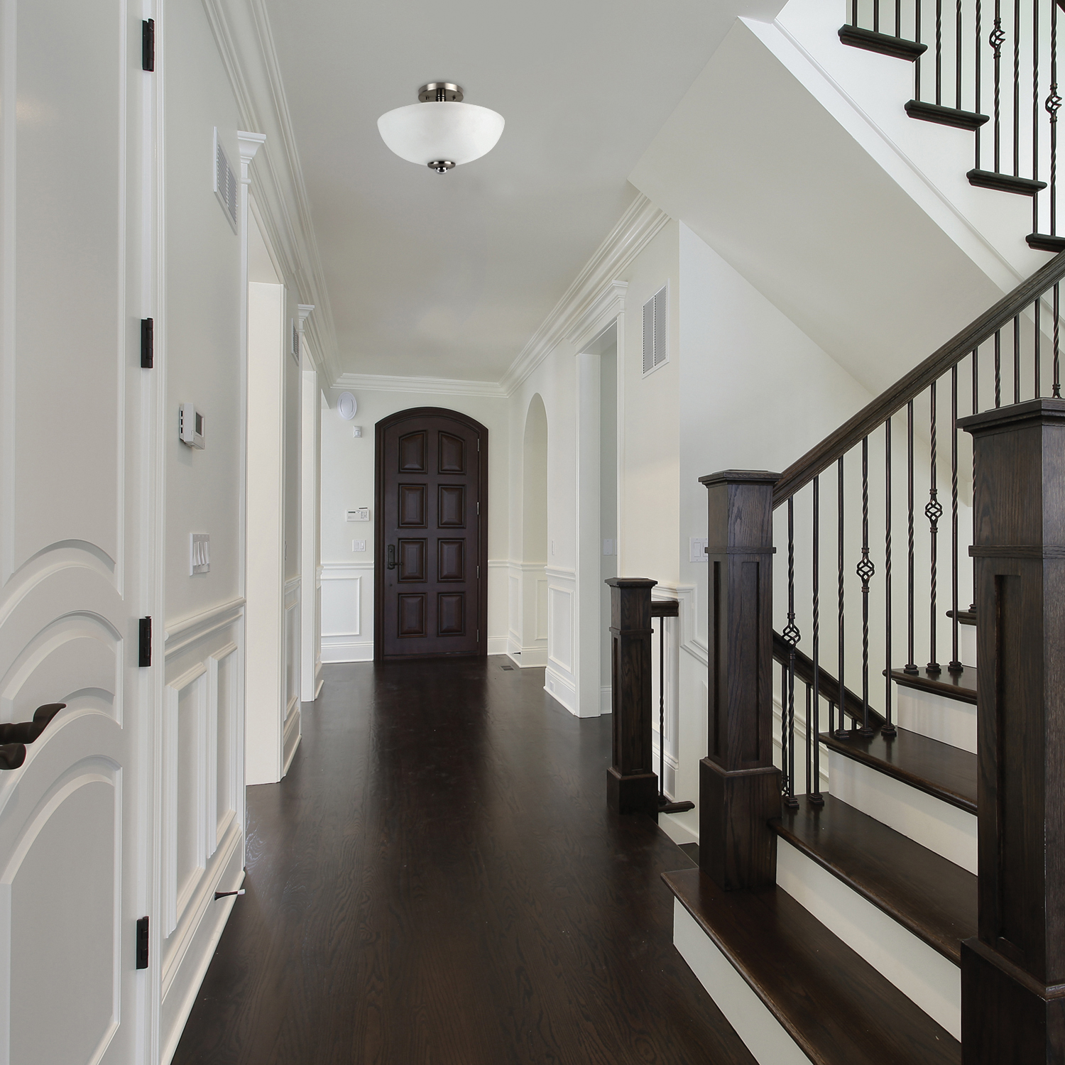 globe Hudson Series 63357 Ceiling Light Fixture, 120 V, 120 W, 2-Lamp, Halogen, Incandescent, LED Lamp, Metal Fixture - 5