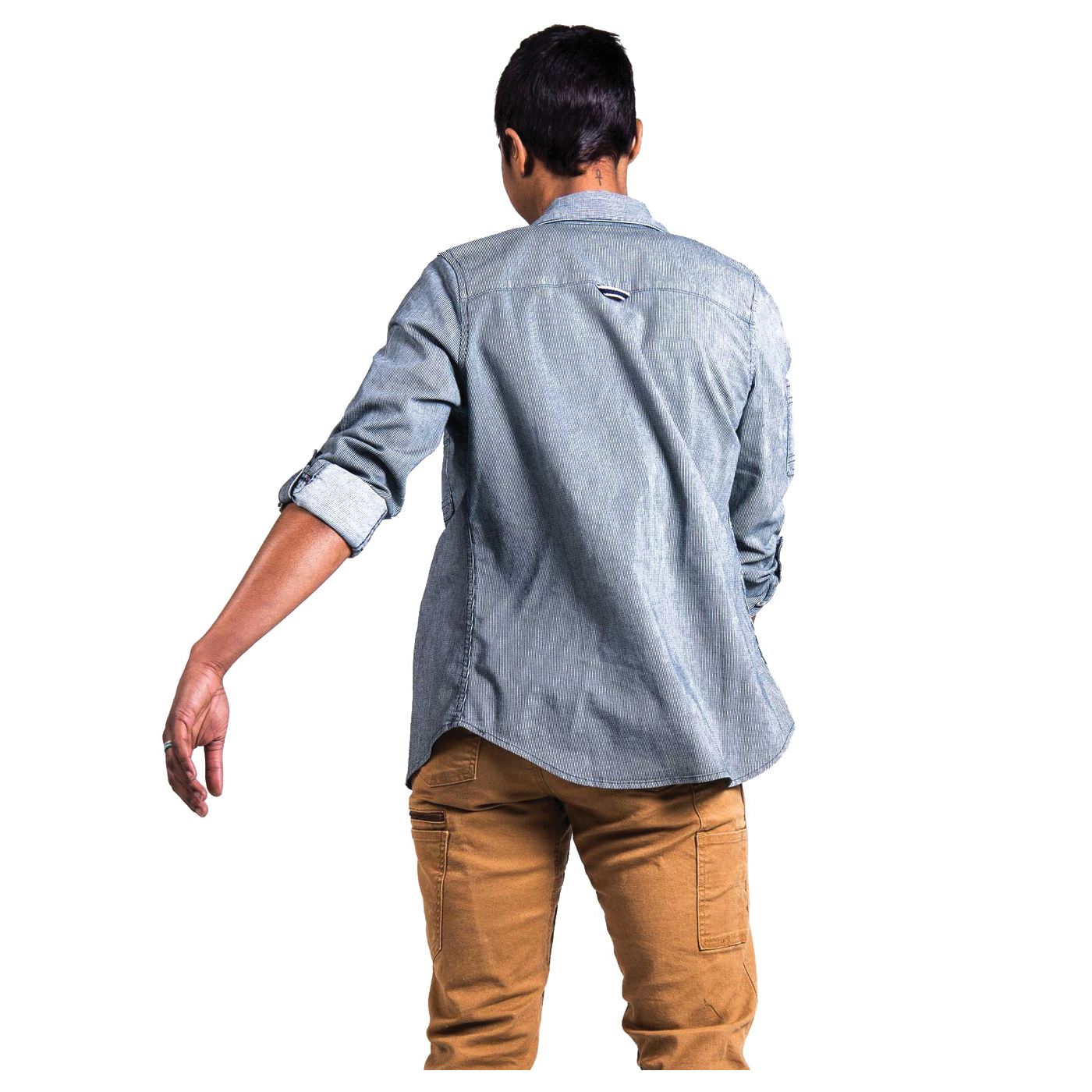 Dovetail Workwear Givens Series DWS21S01-404-XS Shirt, XS, Regular, Cotton/Polyester/Spandex, Indigo Stripe, Button - 4