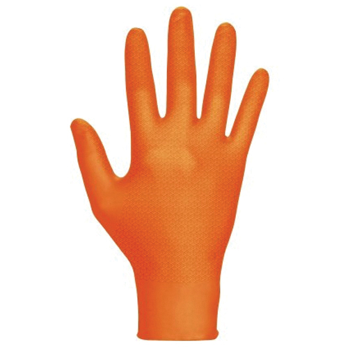 SAS Safety Corp Astro-Grip 66474 Disposable Gloves, XL, Nitrile, Powder-Free, Hi-Viz Orange, 9-1/2 in L - 2