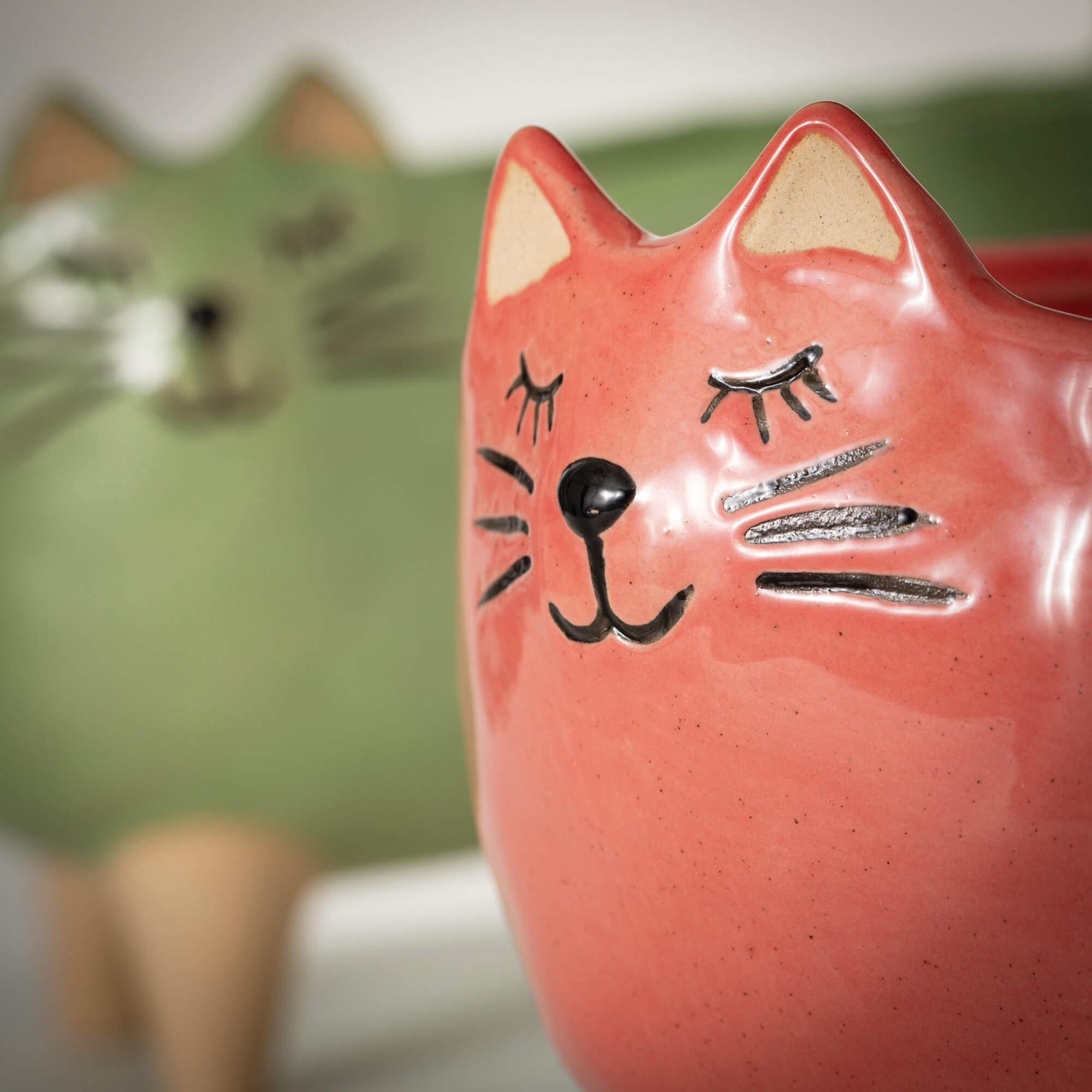 Sullivans N2825 Planter Set, 5-3/4 in H, 9 in W, 5 in D, Purr-Fect Cat Design, Ceramic, Multi-Color - 2