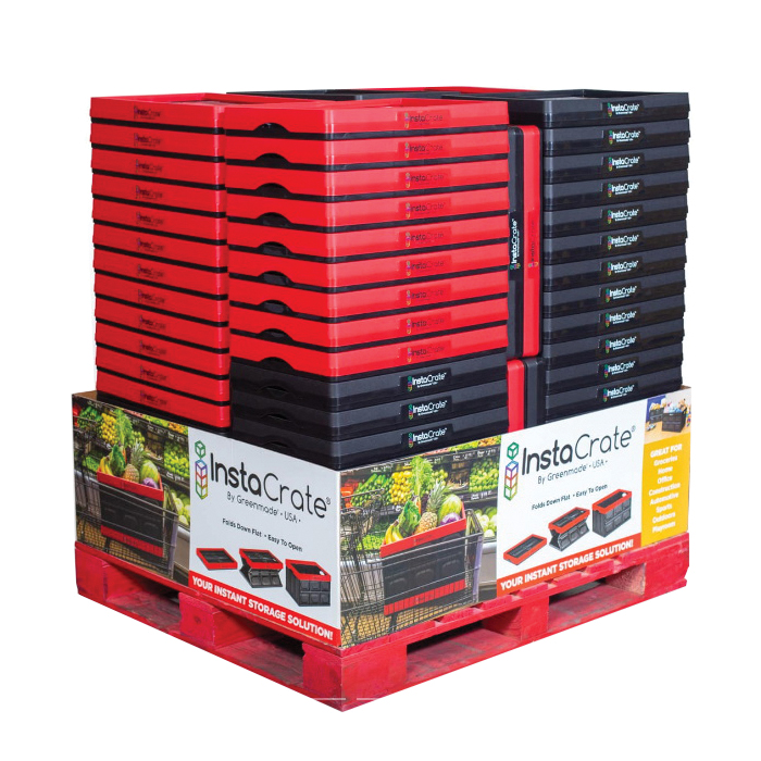 Greenmade InstaCrate 691323 Collapsible Storage Container, 12 gal, Black/Red - 3