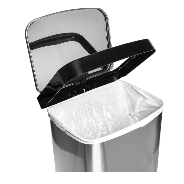 Honey-Can-Do TRS-08993 Step Trash Can, 50 L, Plastic/Stainless Steel, Black/Silver, Lid - 3