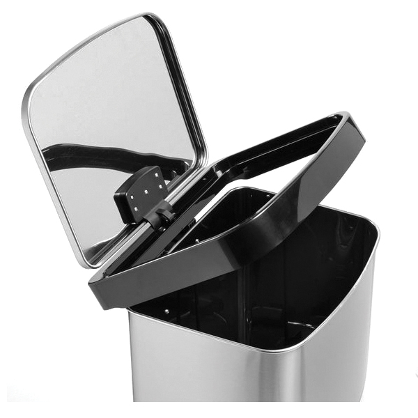 Honey-Can-Do TRS-08993 Step Trash Can, 50 L, Plastic/Stainless Steel, Black/Silver, Lid - 4