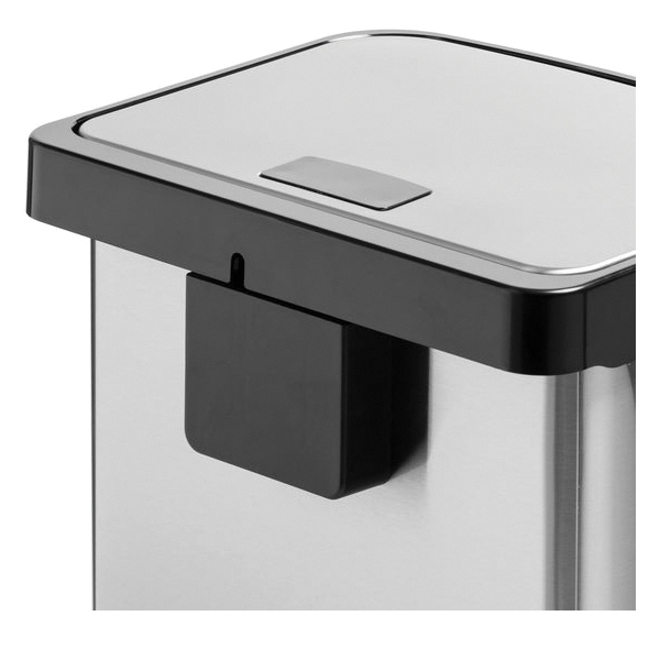 Honey-Can-Do TRS-08993 Step Trash Can, 50 L, Plastic/Stainless Steel, Black/Silver, Lid - 5