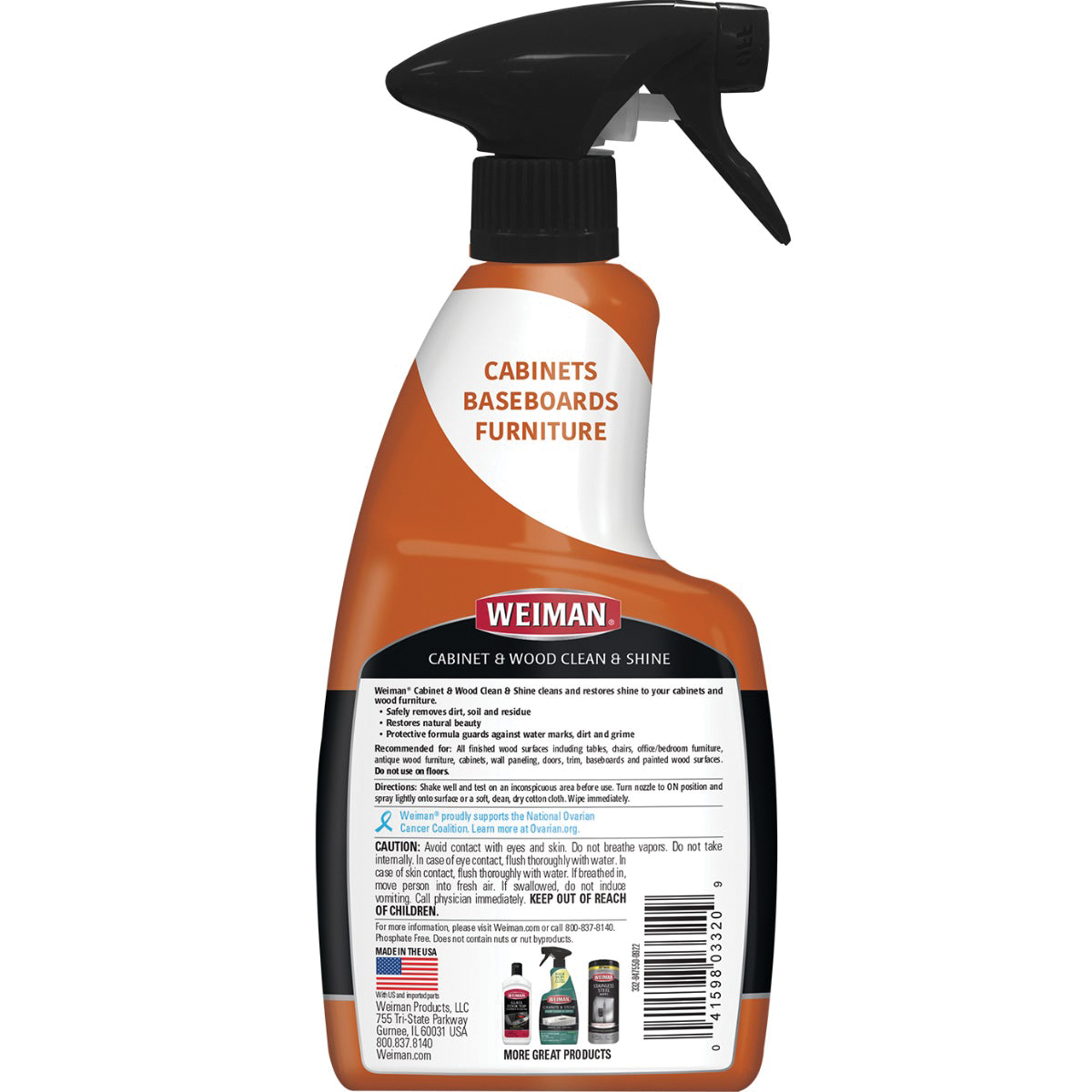 Weiman 332 Wood Cleaner, 16 oz, Bottle, Liquid, Cherry Almond - 2