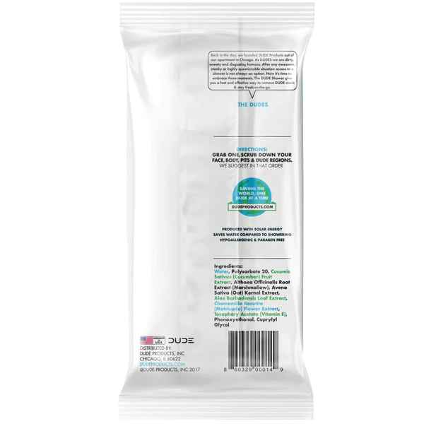 Dude QDS-FP-08 Shower Wipes, White - 2