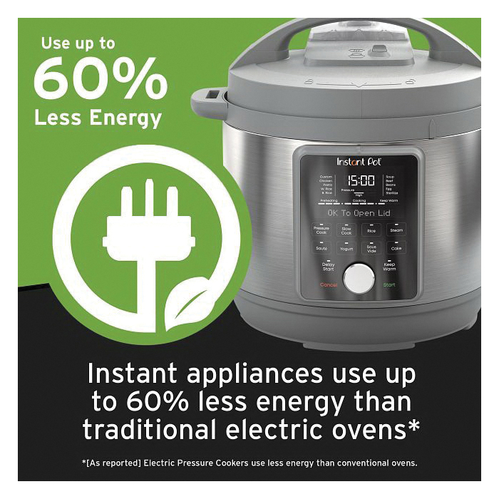 Instant Duo Plus Series 112-0169-01 Multi-Use Pressure Cooker with Whisper Quiet Steam Release, 6 qt, 1000 W, 13.43 in L - 3