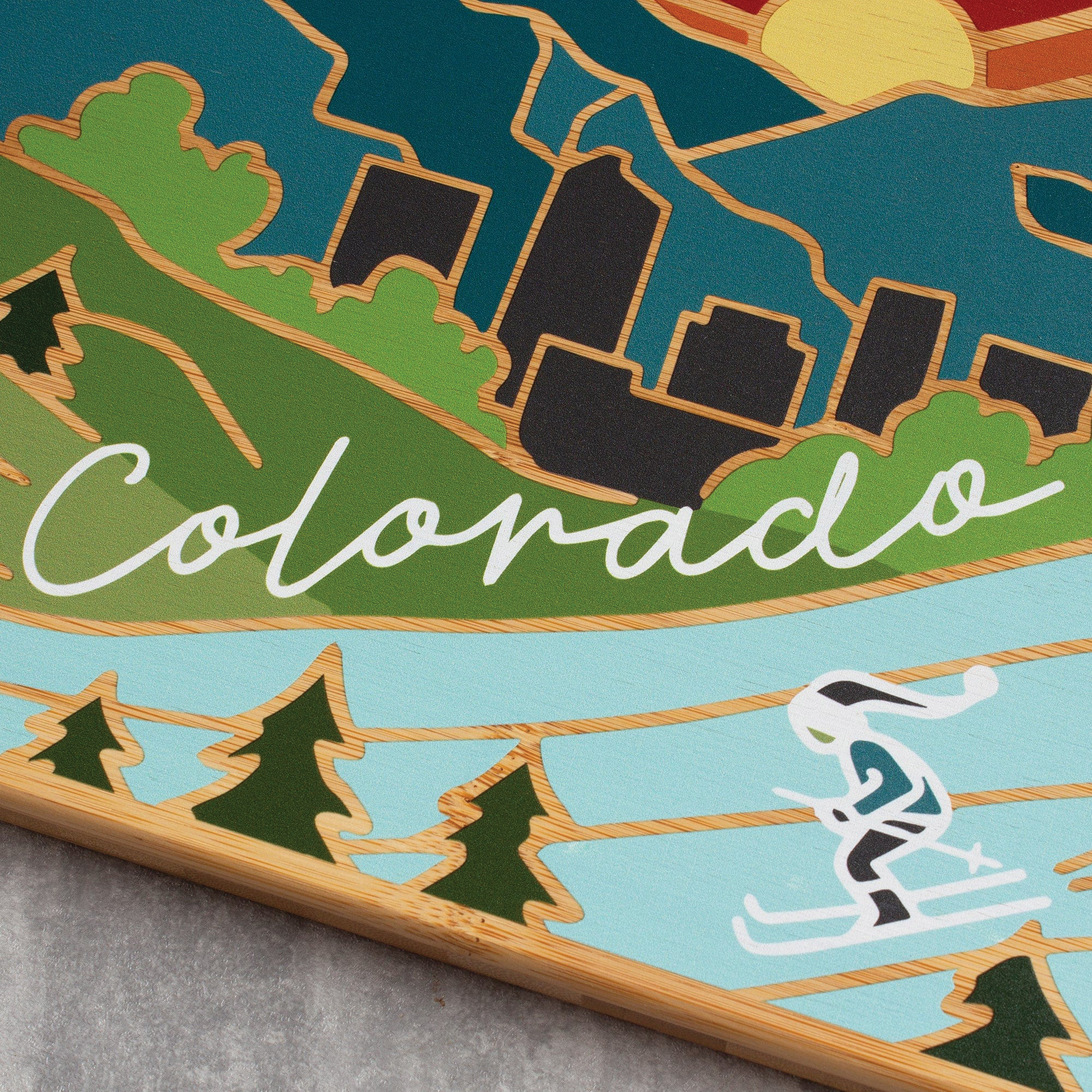Totally Bamboo Summer Stokes Series 27-9407 Serving and Cutting Board with Artwork, 14-1/2 in L, 10-3/4 in W, Bamboo - 2