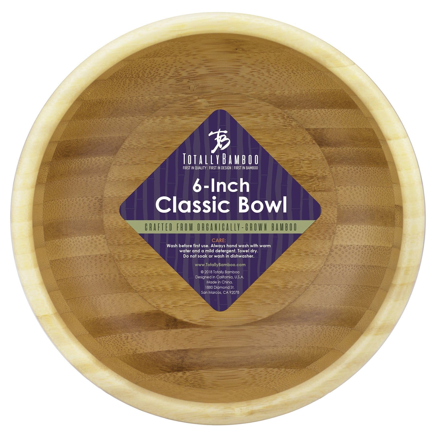Totally Bamboo 20-5000 Classic Bowl, 6 in L, 6 in W, Moso Bamboo - 5