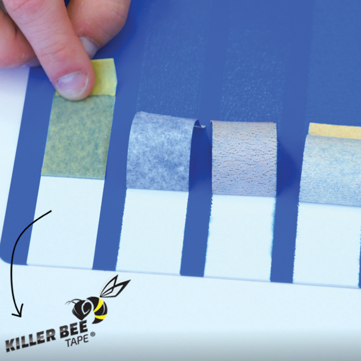 Bron Killer Bee BT-7061-1/2 Premium Masking Tape, 55 yd L, 1/2 in W, 3.5 mil Thick, Paper Backing, Yellow - 3