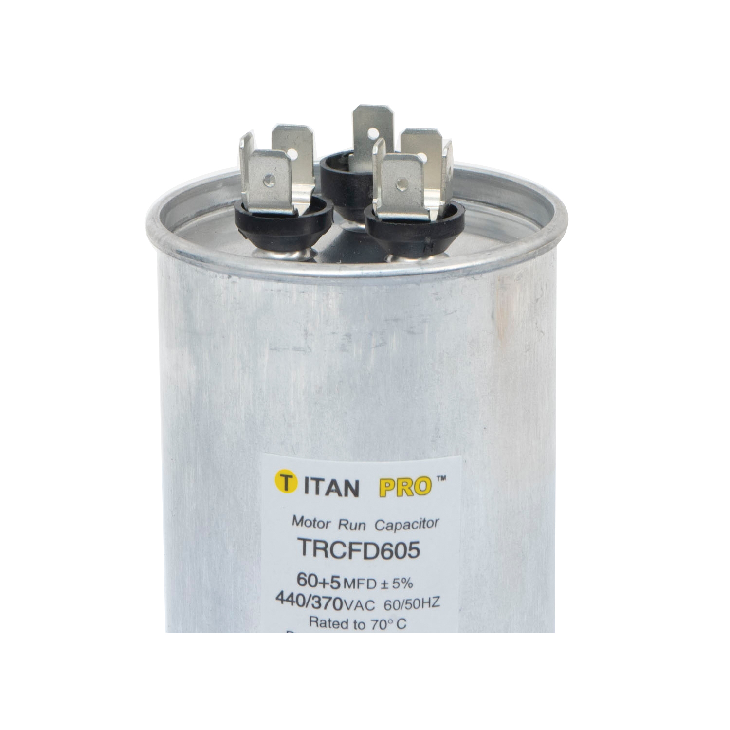 Titan Pro TRCFD605 Motor Run Capacitor, 60+5 uF, 440/370 V, Standard Blade Terminal - 3