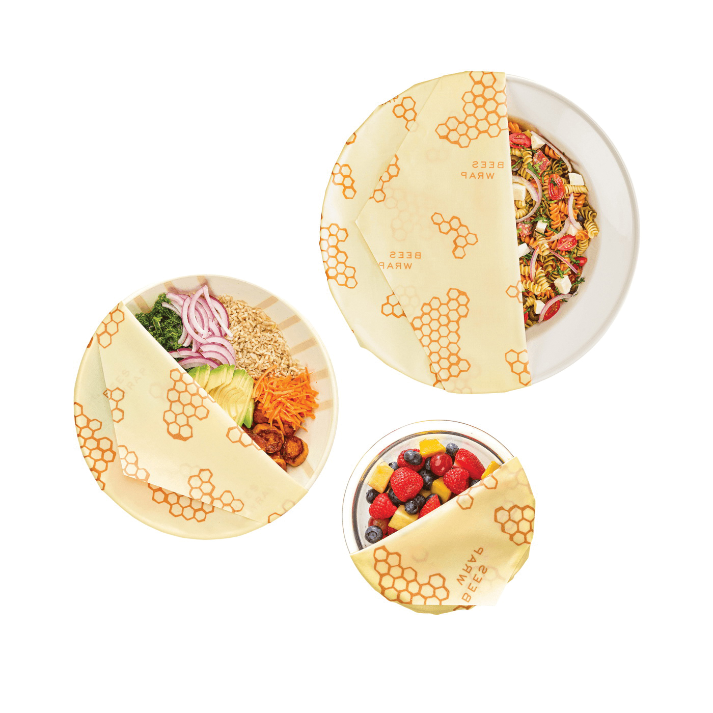 Bee's Wrap HexHugger 6300-HC-3PK Honeycomb Bowl Cover, Beeswax/Organic Cotton/Organic Plant Oil/Tree Resin - 2