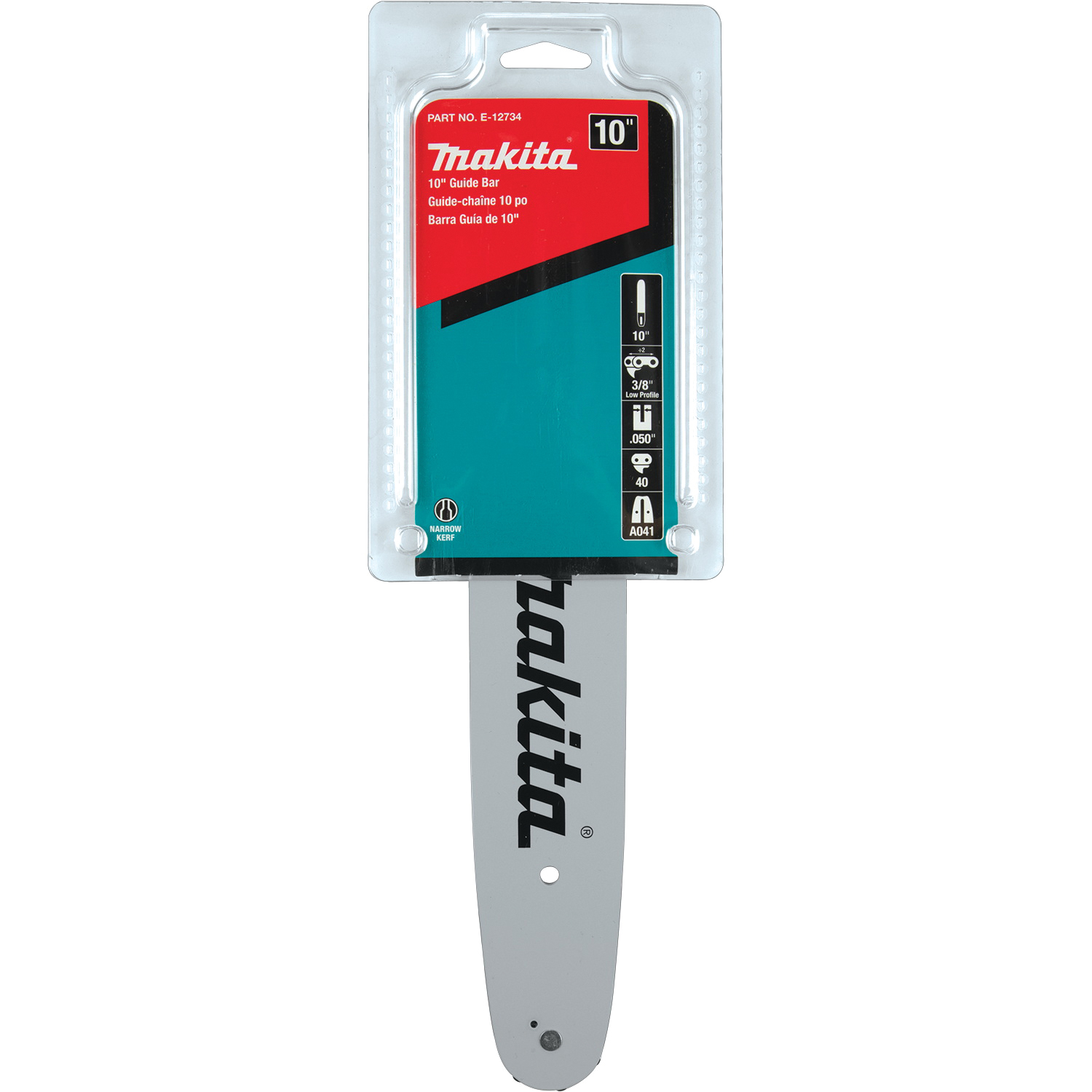Makita E-12734 Guide Bar, 10 in L Bar, 0.05 in Gauge, 3/8 in TPI/Pitch, 40-Drive Link - 2