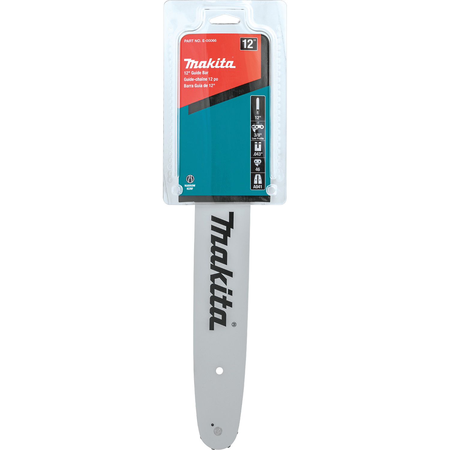 Makita E-00066 Guide Bar, 12 in L Bar, 0.43 in Gauge, 3/8 in TPI/Pitch, 46-Drive Link - 2