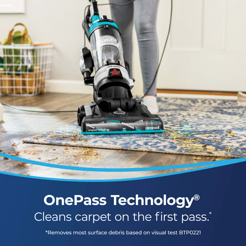 Bissell CleanView Series 3676 Rewind Upright Vacuum Cleaner, Multi-Level Filter, 25 ft L Cord, Black/Blue - 5