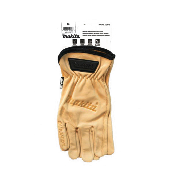 Makita T-04189 Driver Gloves, M, 5-1/8 to 5-3/8 in L, Open, Slip-On Cuff, Leather, Beige - 2