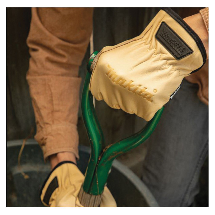 Makita T-04204 Driver Gloves, XL, 5-3/8 to 6 in L, Open, Slip-On Cuff, Leather, Beige - 2
