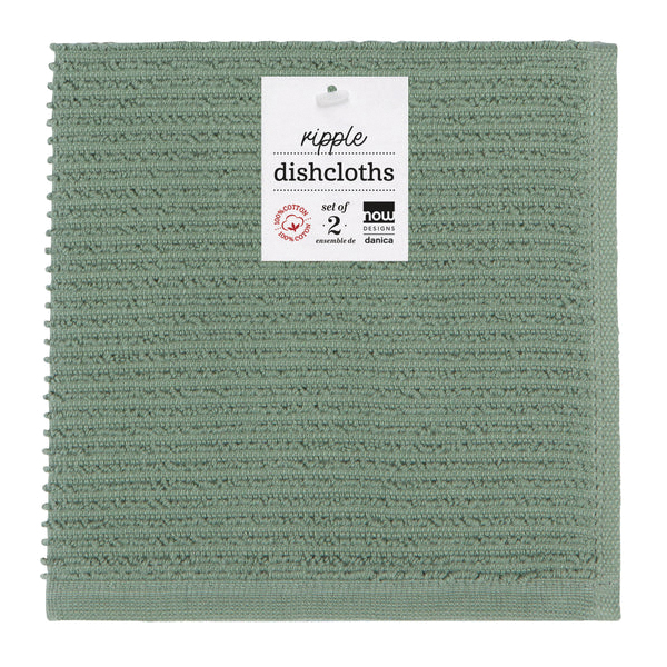 Now Designs by Danica 196655 Ripple Elm Green Dish Cloth, 13 in L, 13 in W, Terry, Elm Green - 3