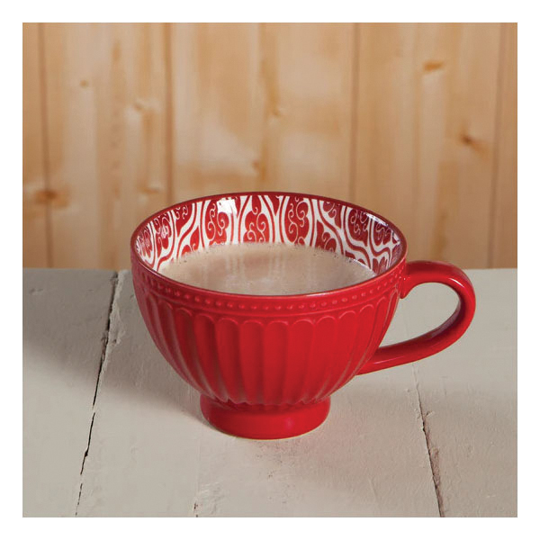 Now Designs by Danica Carmine Red L155005 Latte Mug, 14 oz Capacity, Porcelain, Carmine - 3