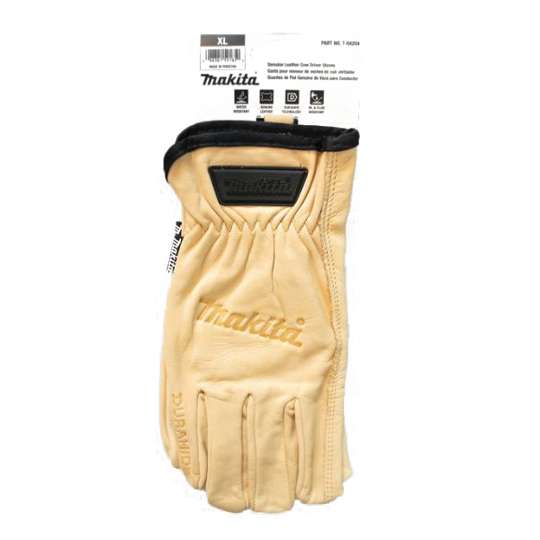 Makita T-04204 Driver Gloves, XL, 5-3/8 to 6 in L, Open, Slip-On Cuff, Leather, Beige - 4