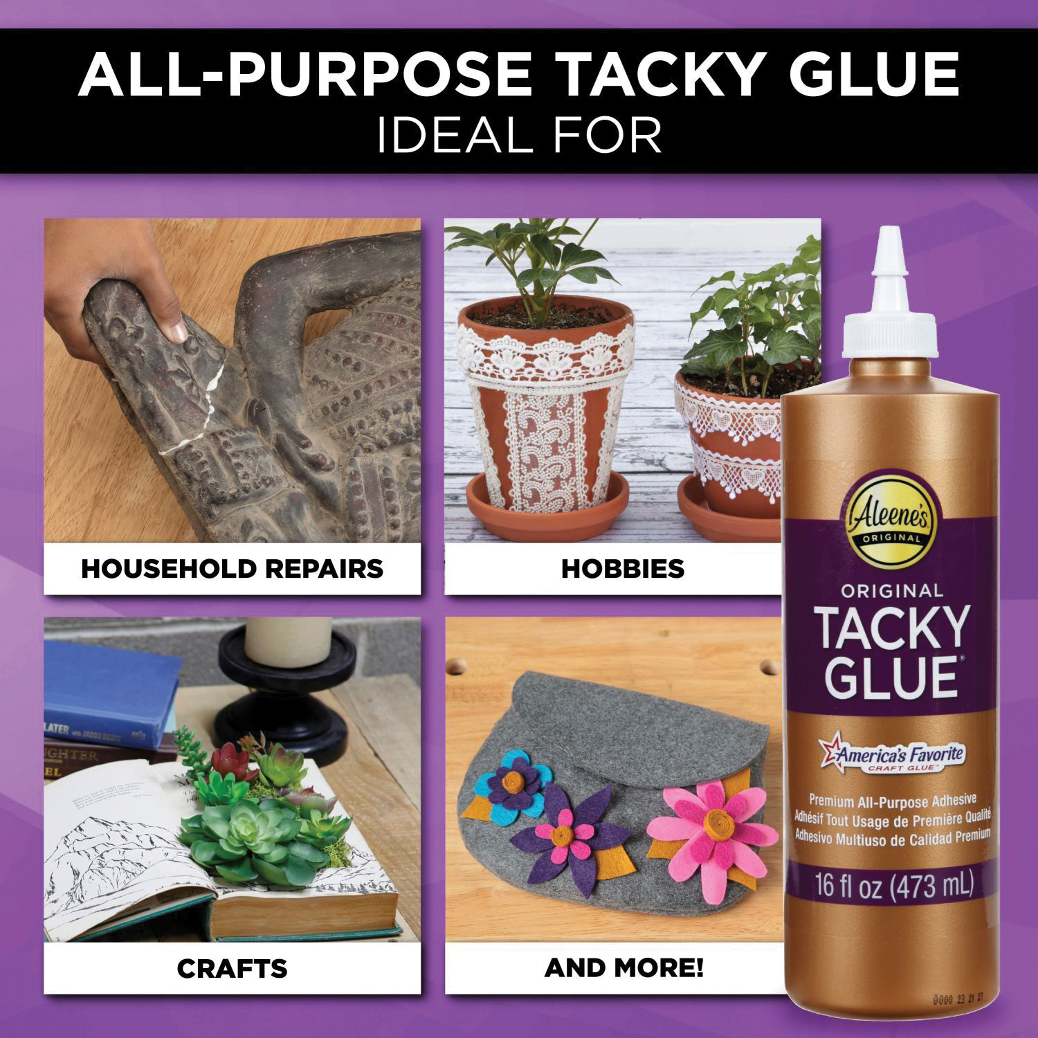 Aleenes Original 15601 Tacky Glue, 16 oz, Bottle - 5